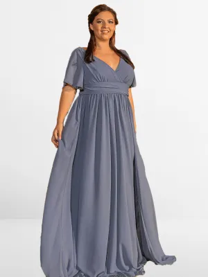 2025 Plus Size Mother Of Groom Dress Dusty Blue V Neck A line