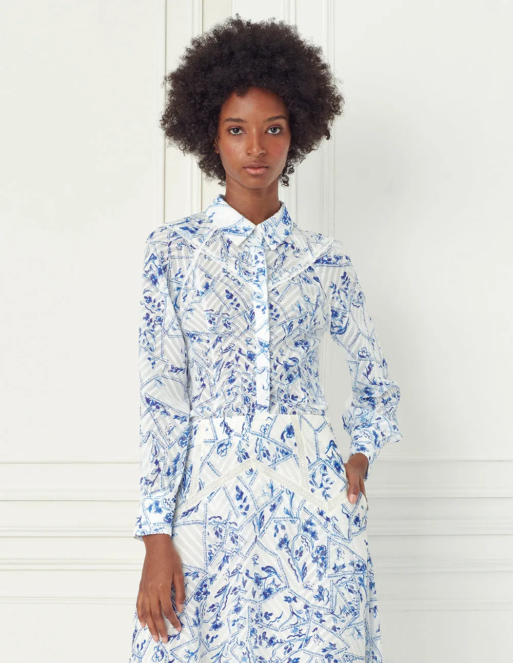 BORA AKSU Lace Details Puffed Sleeve Blouse