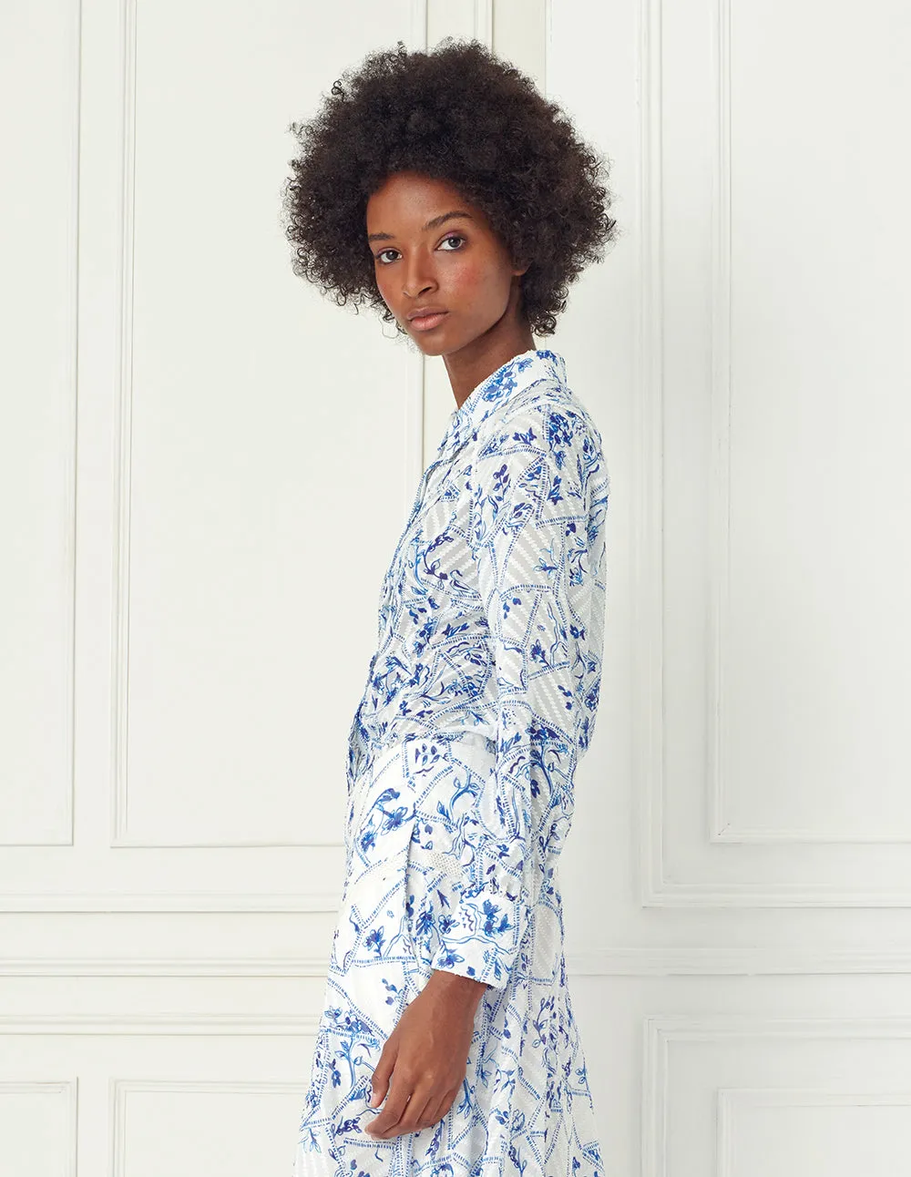 BORA AKSU Lace Details Puffed Sleeve Blouse