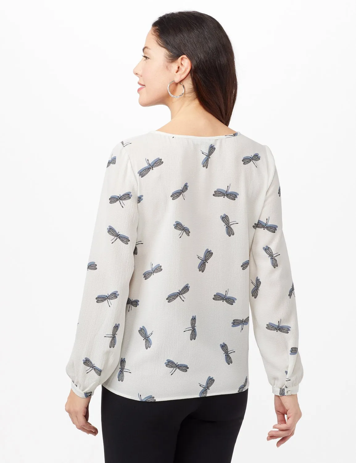 Dragonfly Texture Tie Front Blouse