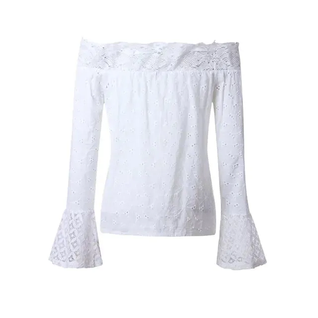 Elegant Women’s Summer Lace White Blouse - Stylish & Breezy