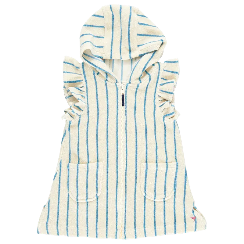 Girls Terry Coverup - Blue Stripe