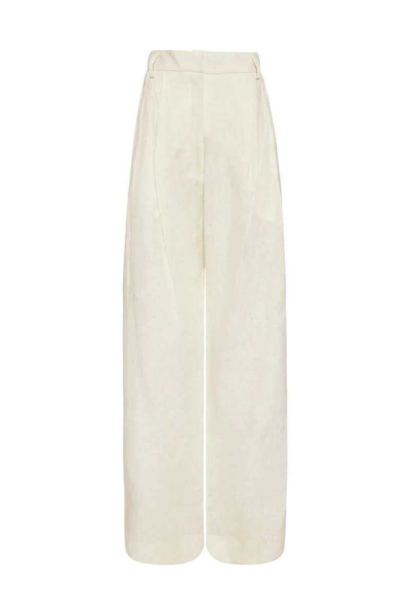 Herringbone Linen Wide Leg Pant