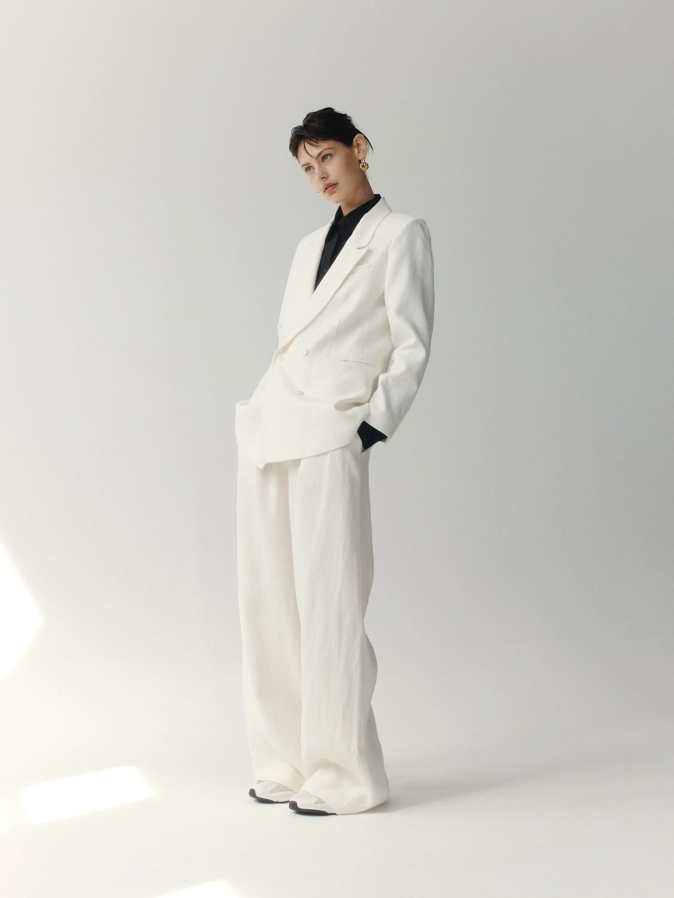 Herringbone Linen Wide Leg Pant