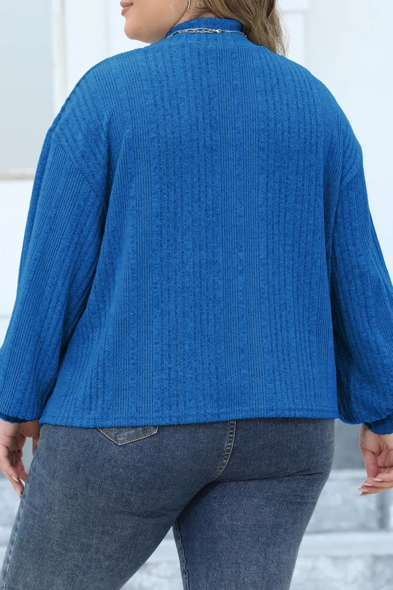 hulianfu Casual Solid Basic Turtleneck Plus Size Tops