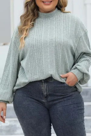 hulianfu Casual Solid Basic Turtleneck Plus Size Tops