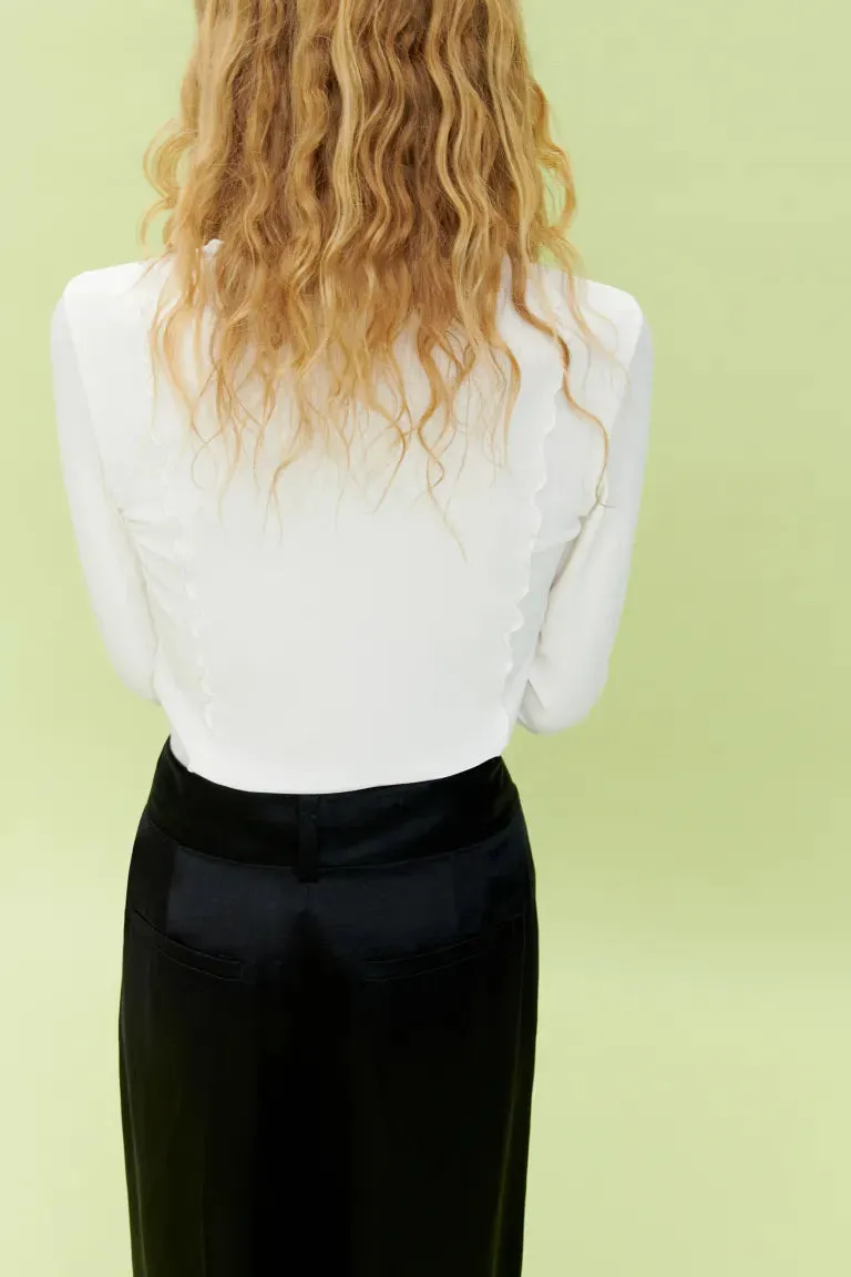Jersey shirt with overlock details H&M, white