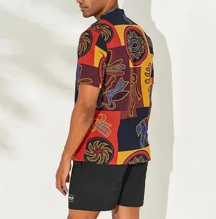 Mens Short Sleeve Hawaiian Shirt Tops Fruit Floral Printed Blouse Plus Size Summer Casual Beach Shirts for Men S3184468