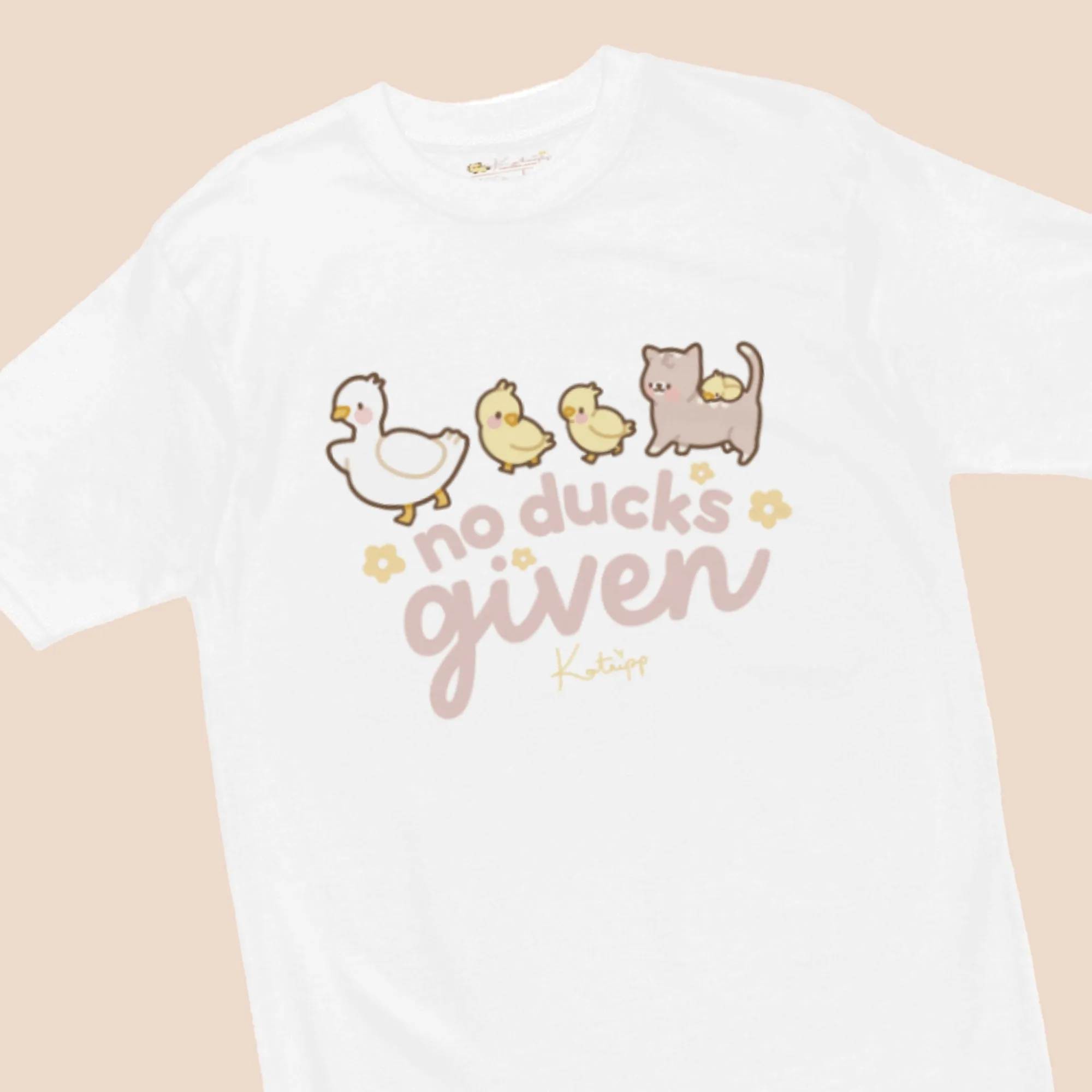 No Ducks Given Kawaii T-Shirt | Cute Duck & Cat Design | Fun & Playful Premium Tee