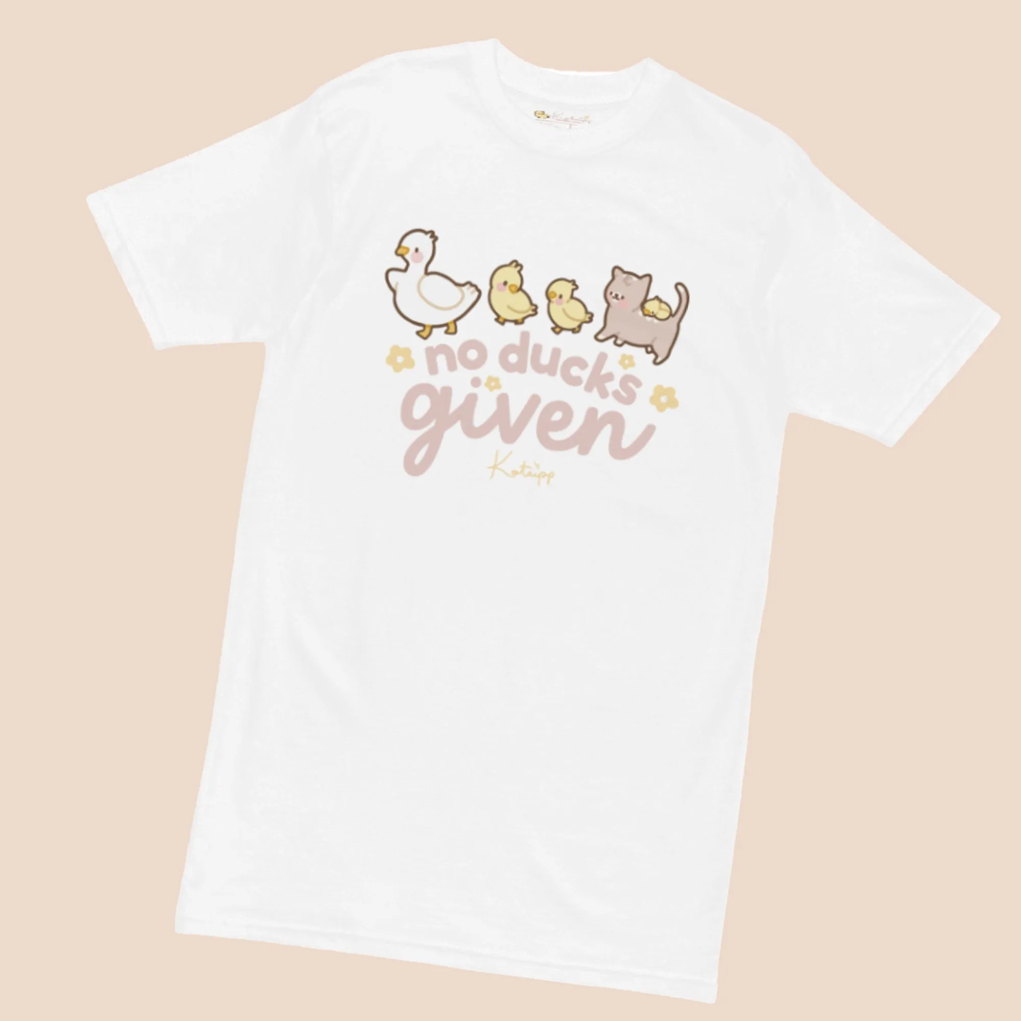 No Ducks Given Kawaii T-Shirt | Cute Duck & Cat Design | Fun & Playful Premium Tee