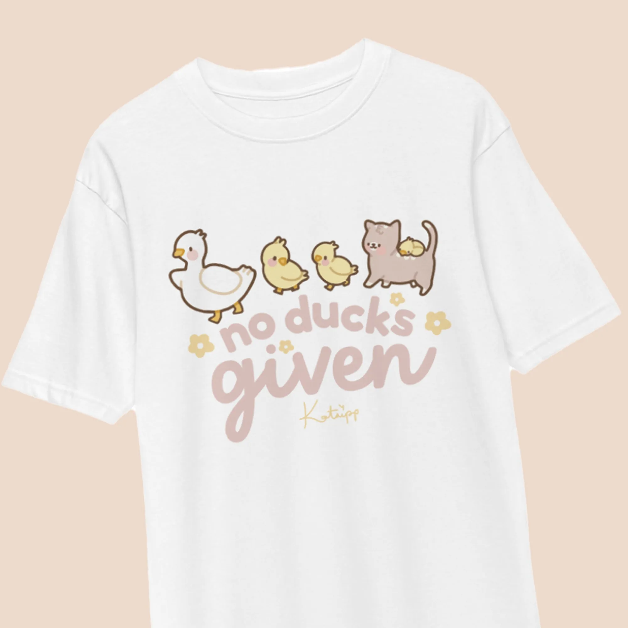 No Ducks Given Kawaii T-Shirt | Cute Duck & Cat Design | Fun & Playful Premium Tee