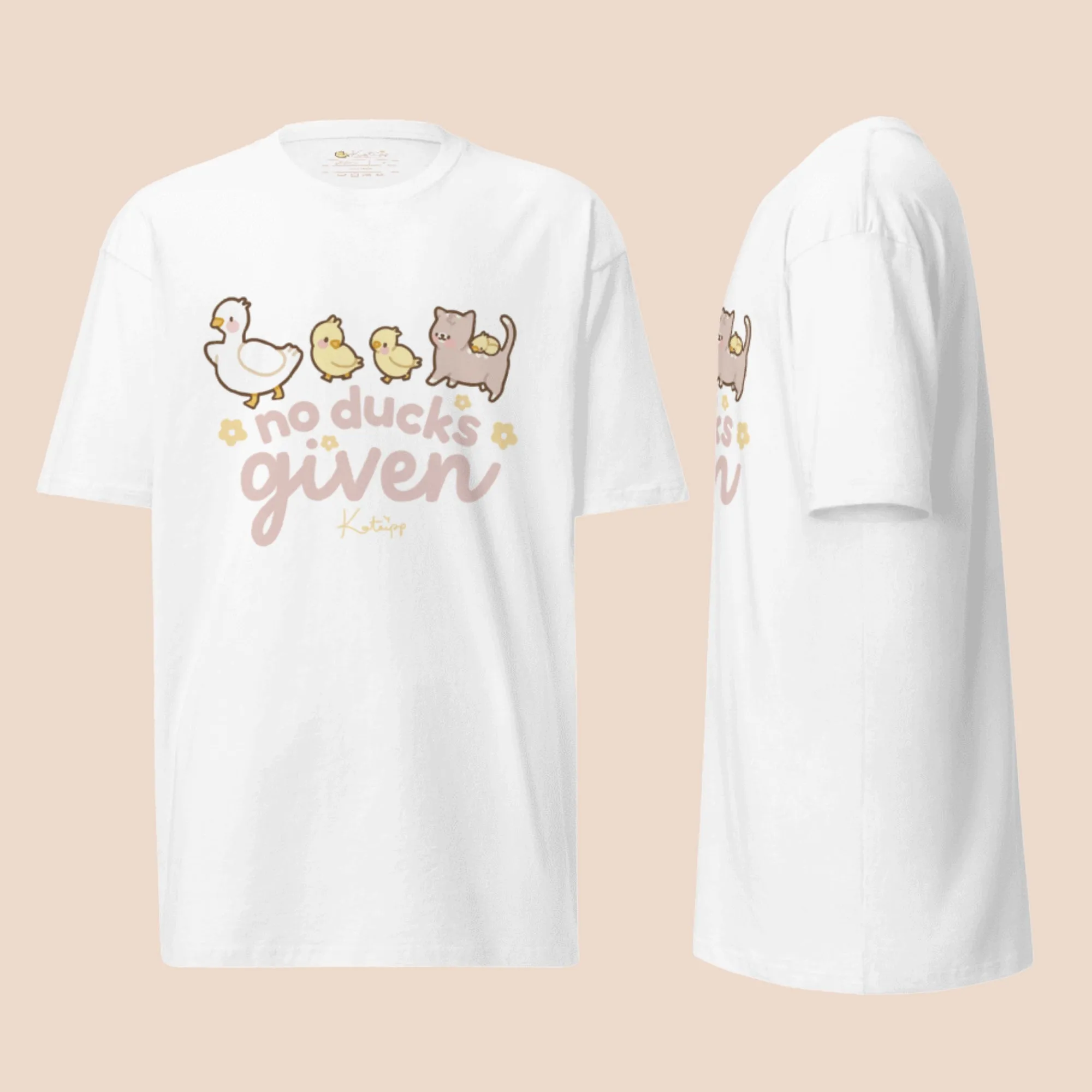 No Ducks Given Kawaii T-Shirt | Cute Duck & Cat Design | Fun & Playful Premium Tee